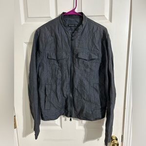 John Varvatos Jacket in Dark Grey Size S Peace Sign 50% Linen, 50% Cotton